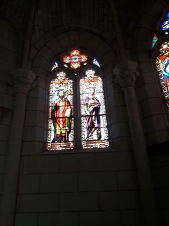 stained glass windowl in Saint-Senoch church dedicated to the saint himself