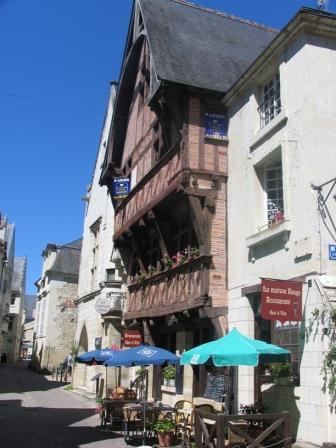 Chinon street view with half timbered house