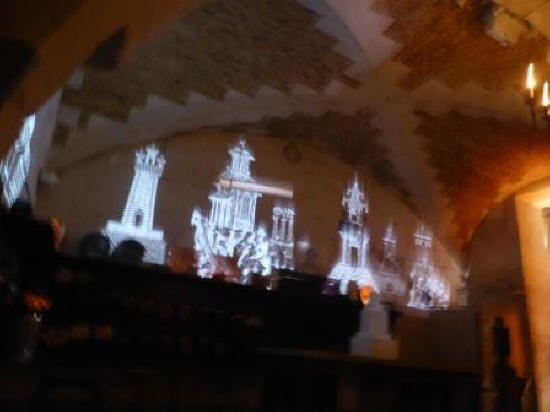 slide show in wine cellar at Chateau de Valencay France