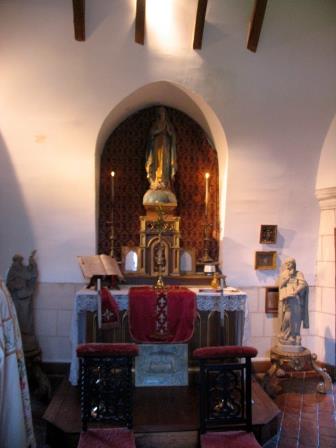 Altar in the chapel  of the poterne ay Chateau d Montpoupon in the Loire Valley in France