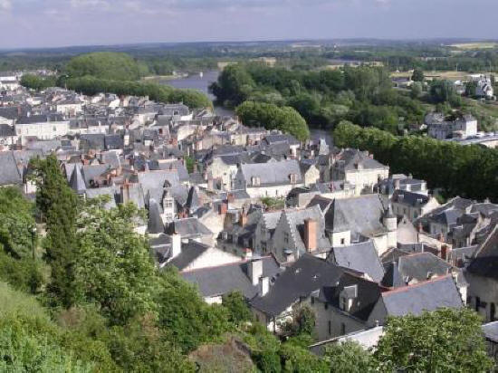 rooftops of houses in Chinon in France