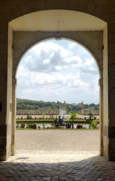view from Chateau de Valencay of the gardens