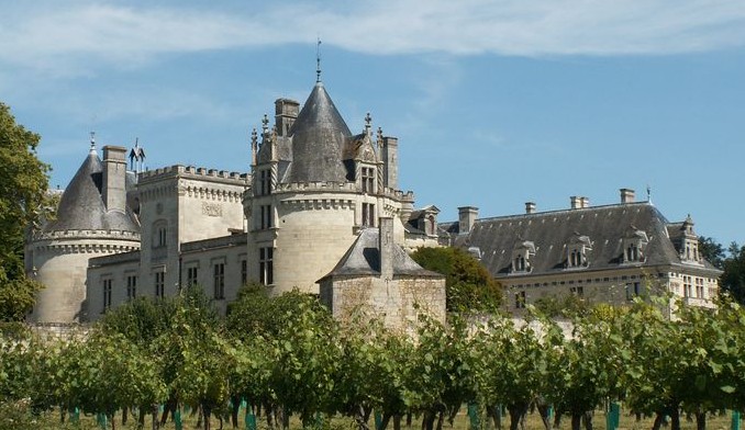 Exiernal view of Chateau de Breze in the Loire Valley.France