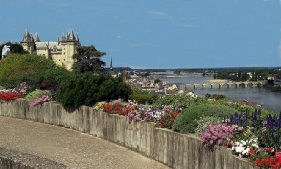 Looking down to the river Loire from the chateau in Saumur