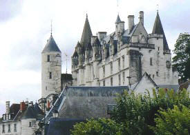 view of Loches chateau from lower town