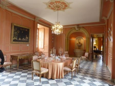 Dining room set out in Chateau Villandry in the Loire Valley in France