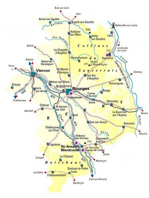 map of Cher, Centre Val de Loire,France
