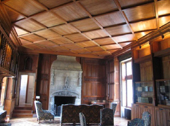 panelled ceiling in the library of chateau Cande in the Loire Valley in France