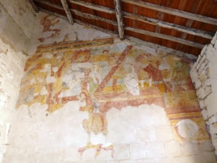 12th century wall painting at church at Riviere