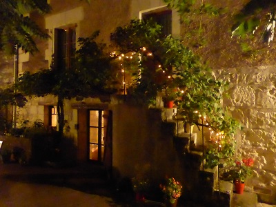 courtyard at night in Loire Valley vacation rental  in Barrou