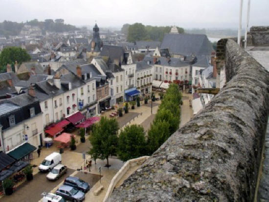 View from the chateau to the stret below at Amboise