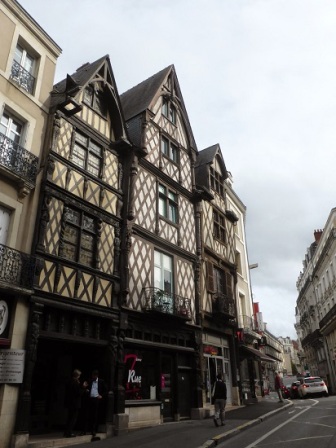 street with half-timbered houses in Angers France