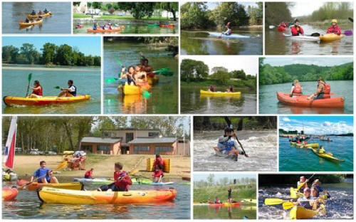 Photo montage of canoeing or kayaking in the Loire Valley