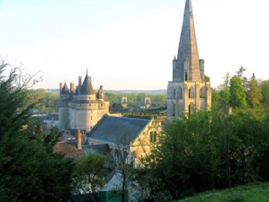 Looking over the church towards the chateau in Langeais