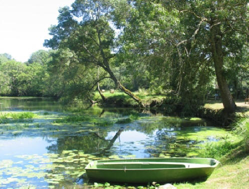 a boat by the lake at Chateau de l'Islette in the Loire Valley