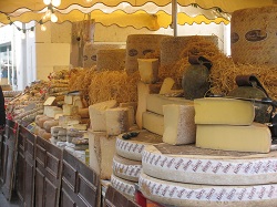 cheese stall at Loches market