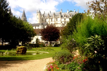 view of the chateau at Loches from gardens